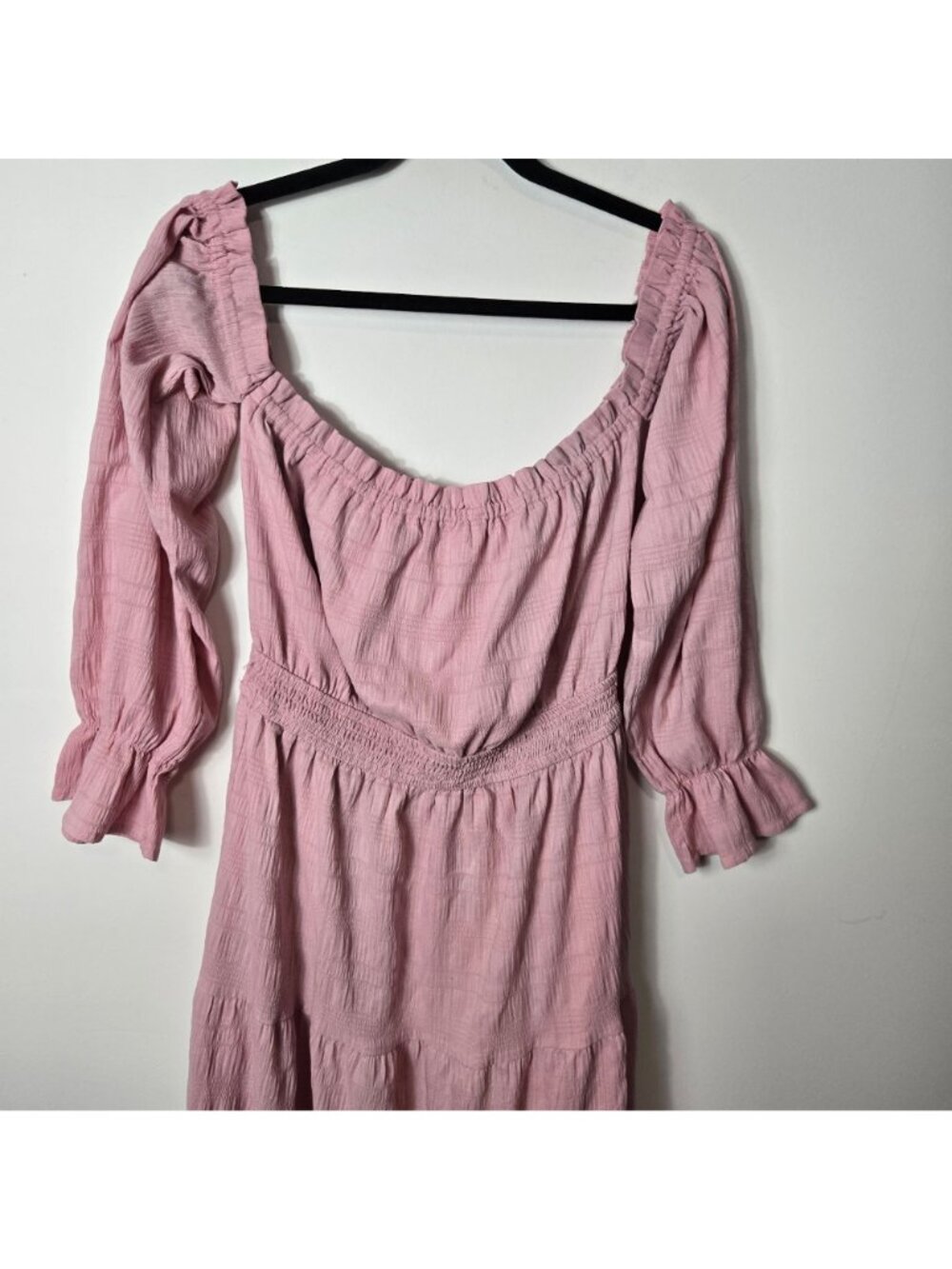 OULESIS Size XL Pink Milkmaid Y2K Maxi Dress Side Slits Coquette - Picture 2 of 10